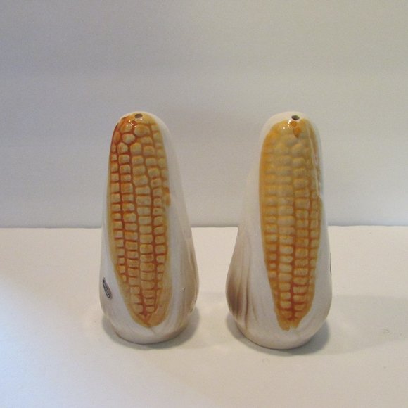 vintage Japan ceramic corn on the cob shape salt and pepper holders with tray - Picture 8 of 10